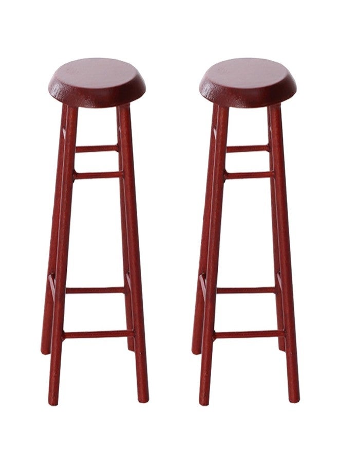 SAFIGLE 2 Pcs Mini Doll Furniture Bar Stools Set Brown Plastic Dollhouse Stool Accessories for Miniature House Decor 2.95 X 2.36 X 1.18 Inches - Image 1